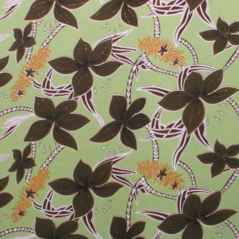 Large All Over Plumeria Glitter Polyester Fabric | Islands Fabric - Image 6