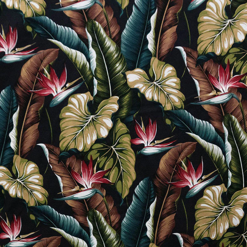 Bird of Paradise Tropical Leaves Cotton Heavy-Barkcloth Fabric | Islands Fabric - Image 3