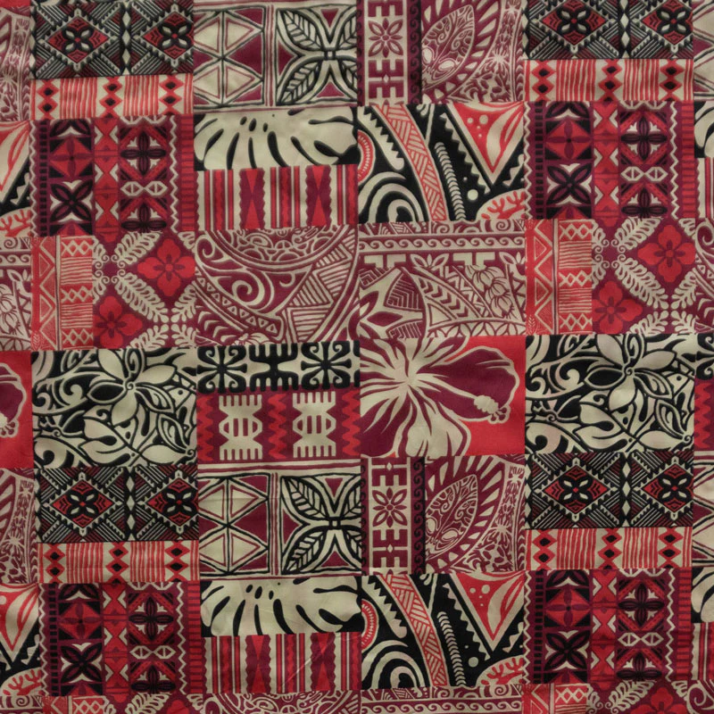 Traditional Polynesian Tapa Design Polyester Fabric # 3 | Islands Fabric - Image 4