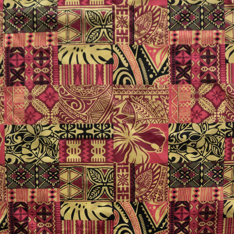 Traditional Polynesian Tapa Design Polyester Fabric # 3 | Islands Fabric - Image 7