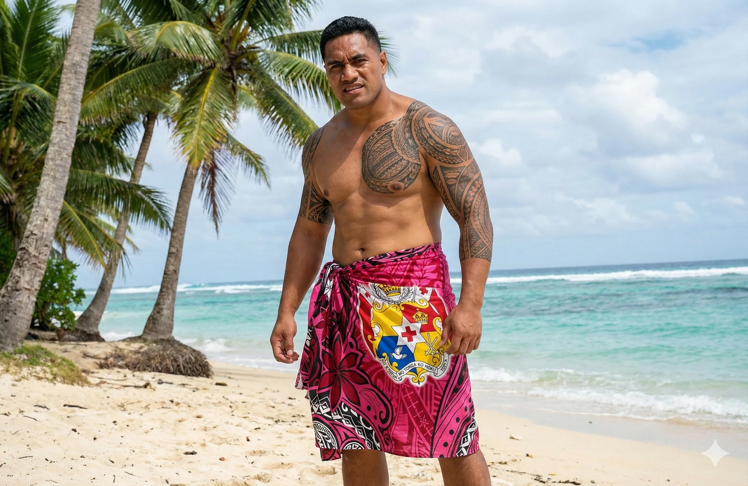 Kingdom of Tonga Seal Tiare Polyester Sarong | Islands Fabric - Image 9