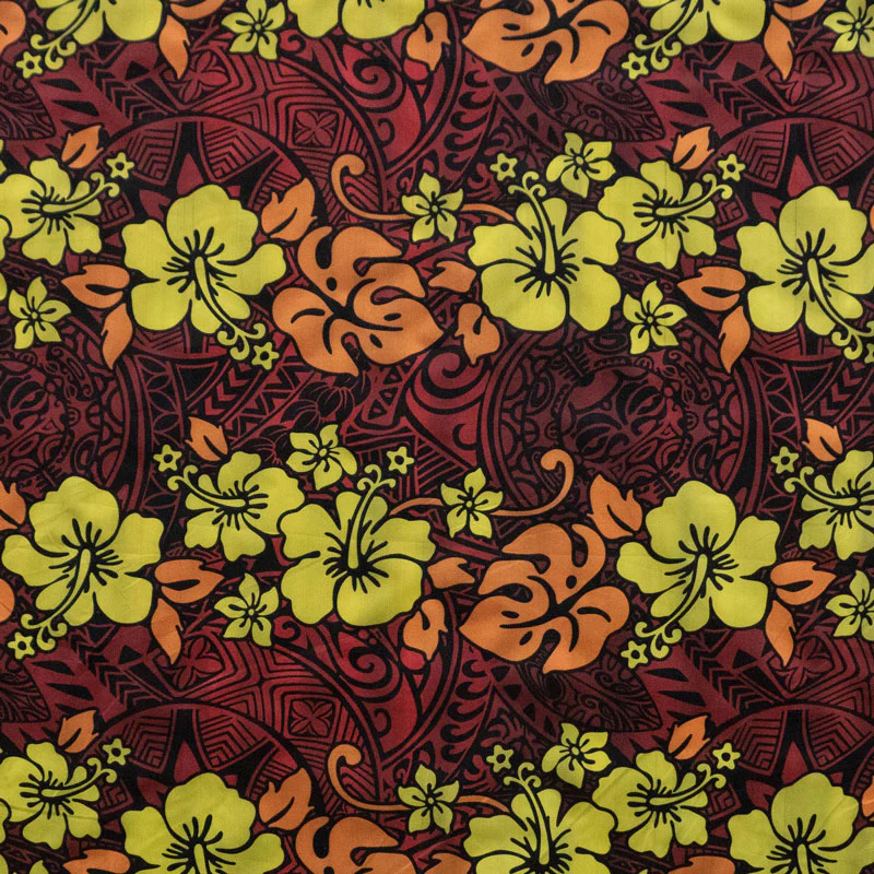 Hibiscus/Plumeria/Monstera Leaf Polyester Fabric | Islands Fabric - Image 3
