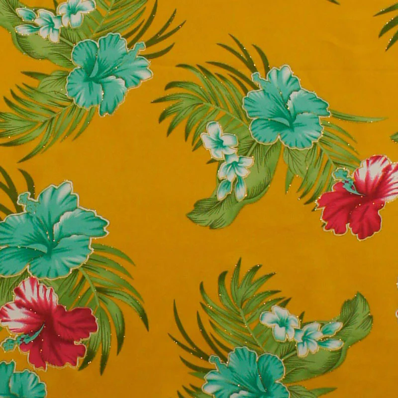 Aloha Garden Polyester Glitter Fabric | Islands Fabric - Image 3
