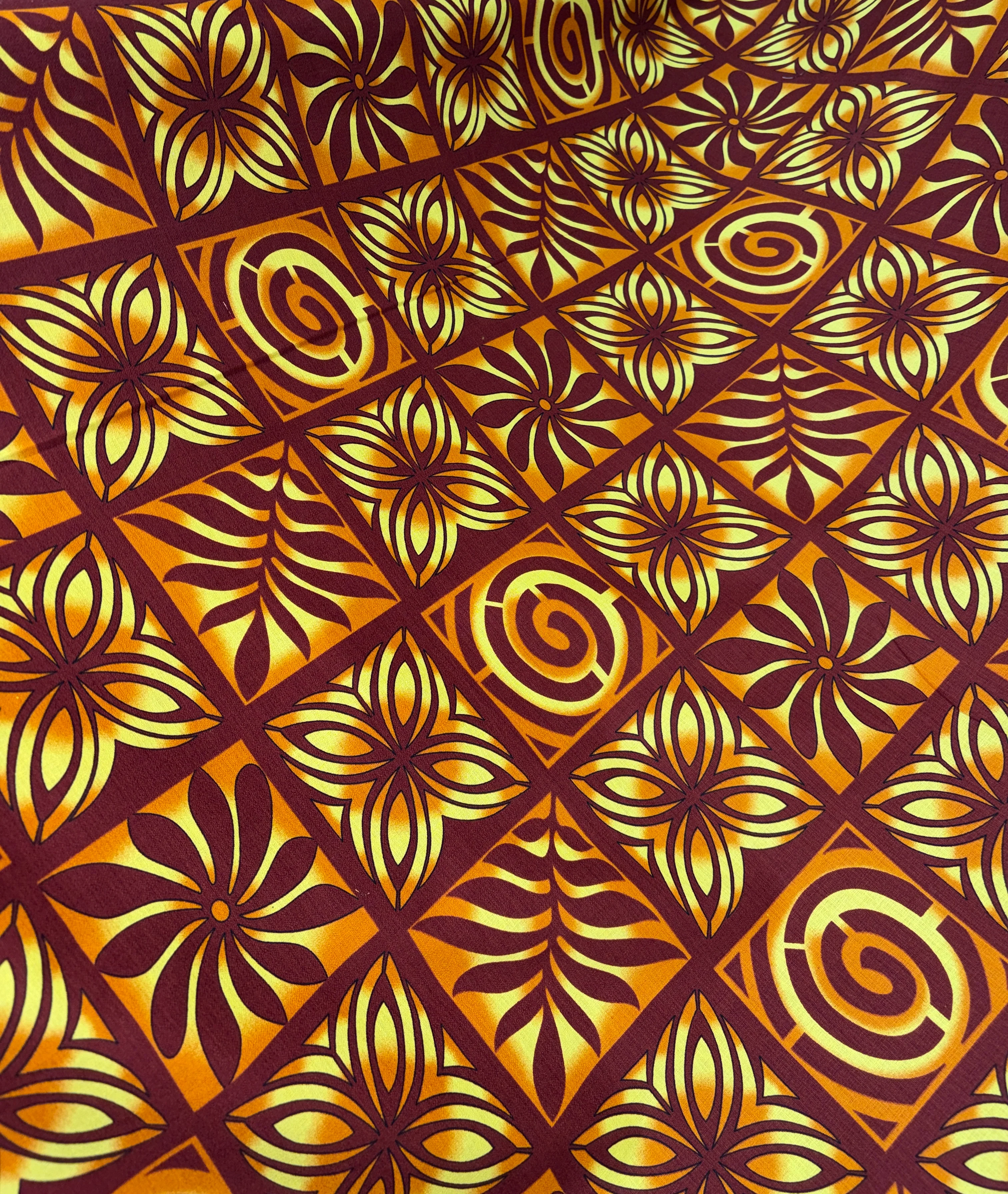 Traditional Polynesian Tapa Checkered Design Cotton Light Barkcloth Fabric | Islands Fabric - Image 6