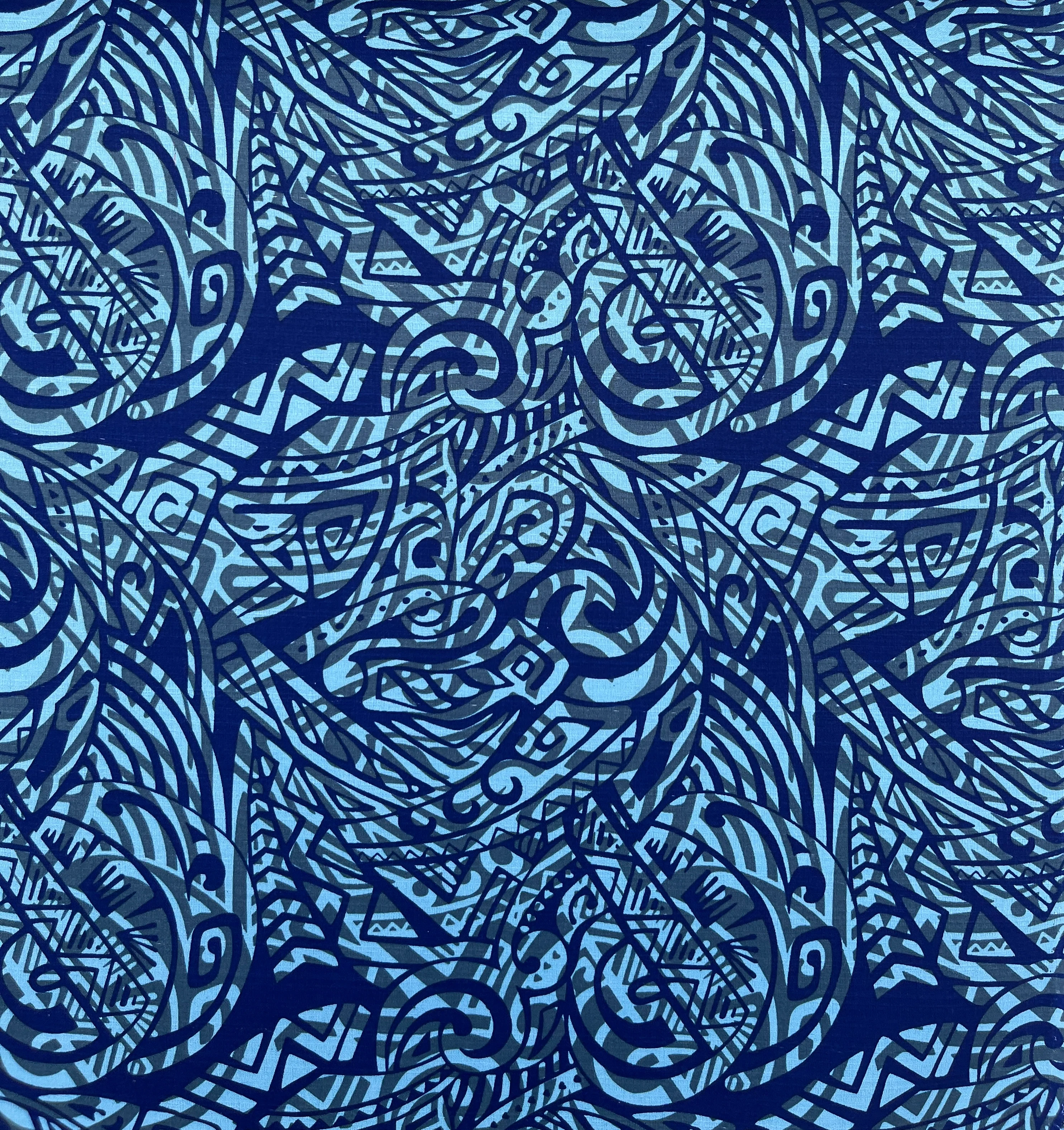 Traditional Polynesian Tattoo Swirl design Cotton Light Barkcloth Fabric | Islands Fabric - Image 12