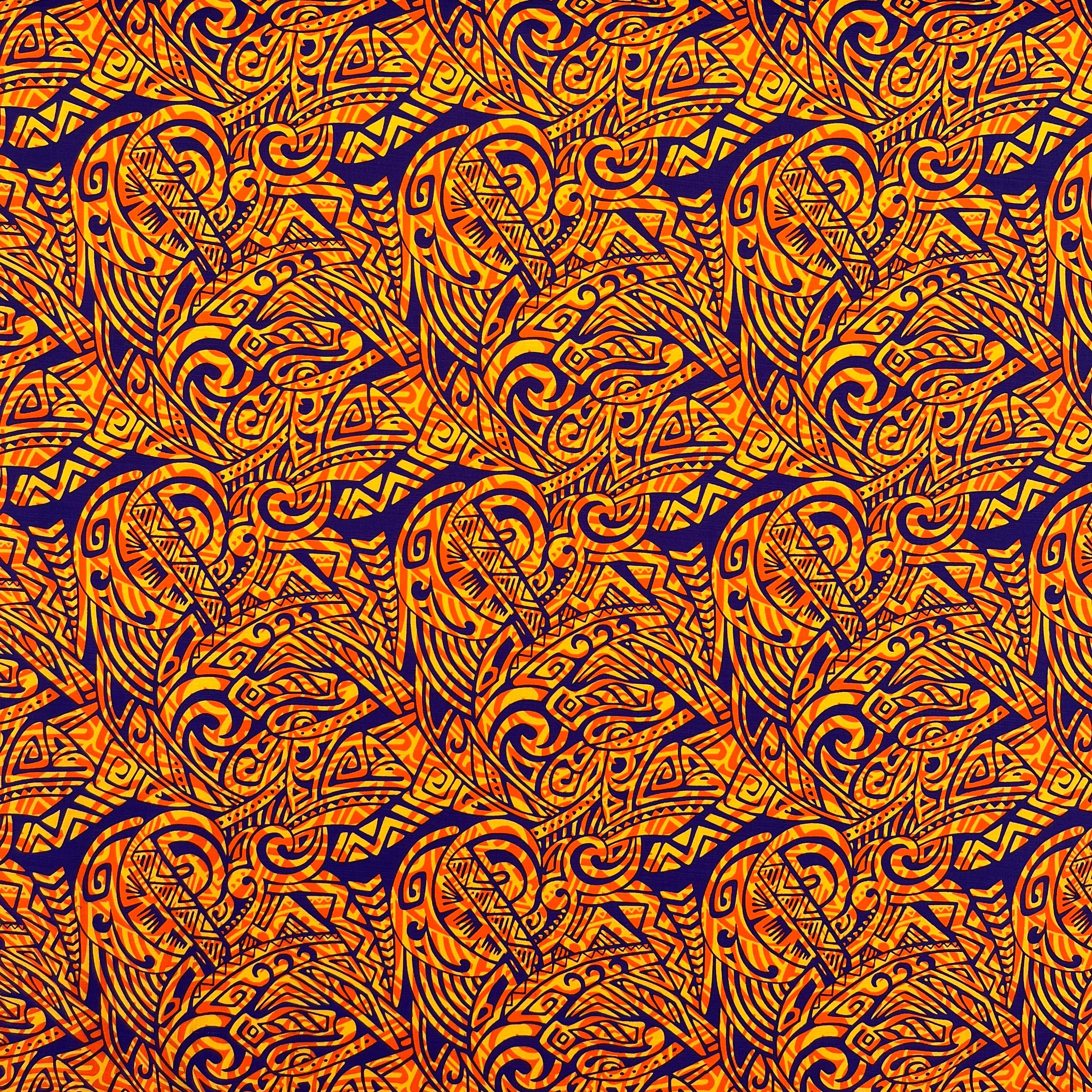 Traditional Polynesian Tattoo Swirl design Cotton Light Barkcloth Fabric | Islands Fabric - Image 7