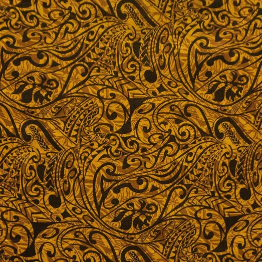 Polynesian Tribal Stems & Leaves All Over Design Cotton Light Barkcloth Fabric | Islands Fabric - Image 10