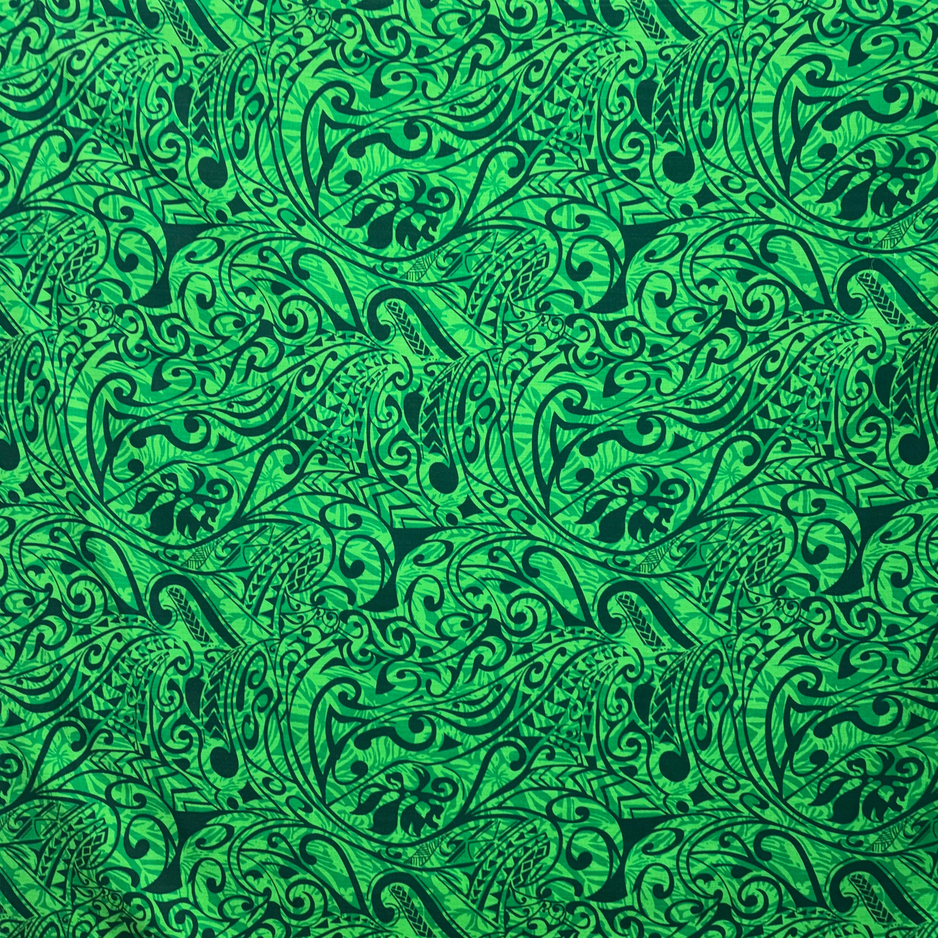 Polynesian Tribal Stems & Leaves All Over Design Cotton Light Barkcloth Fabric | Islands Fabric - Image 6