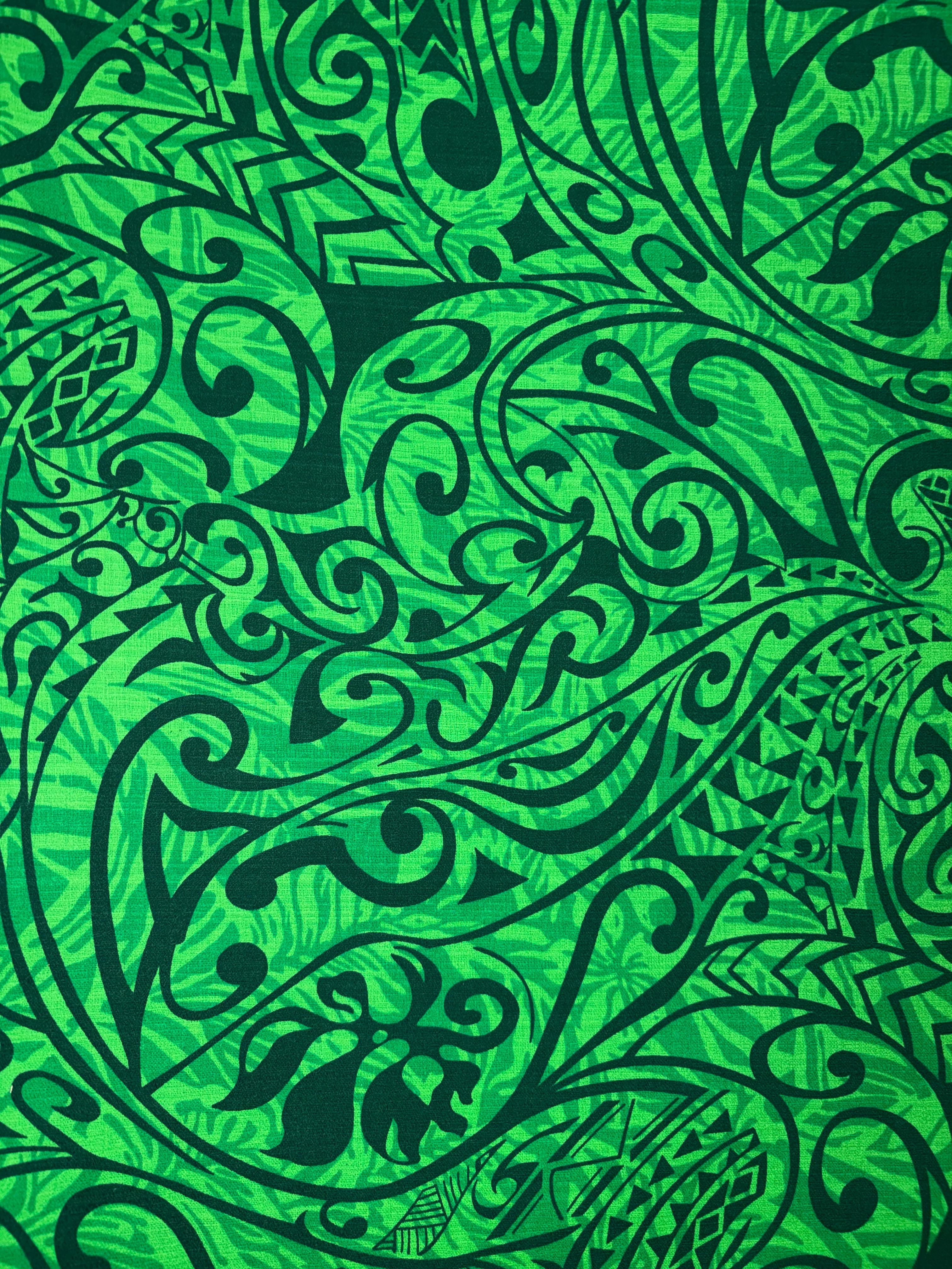 Polynesian Tribal Stems & Leaves All Over Design Cotton Light Barkcloth Fabric | Islands Fabric - Image 7