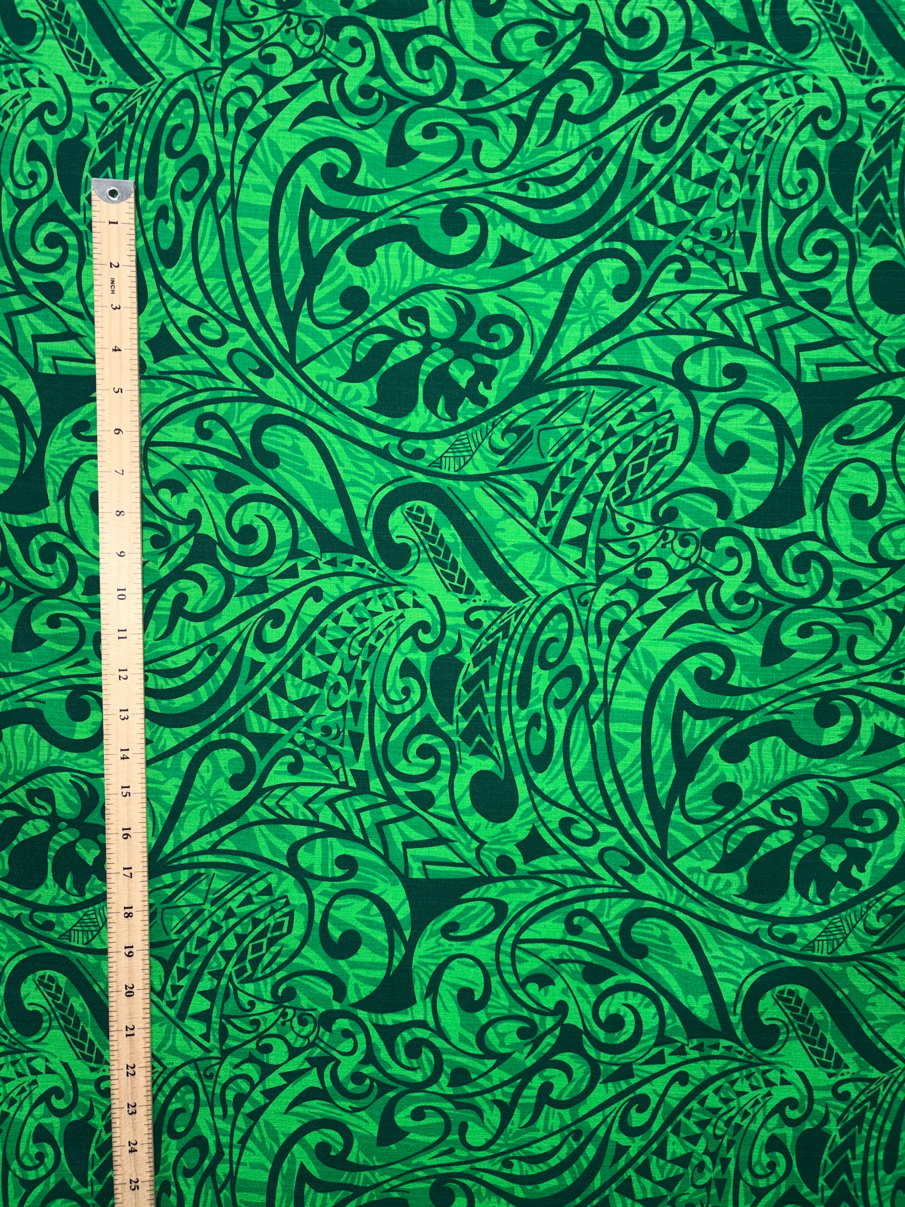 Polynesian Tribal Stems & Leaves All Over Design Cotton Light Barkcloth Fabric | Islands Fabric - Image 9