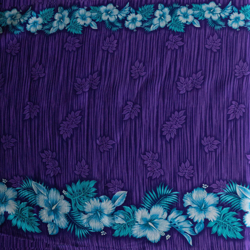 Hibiscus Palm Split leaf Double Border design Cotton Light Barkcloth Fabric | Islands Fabric - Image 5