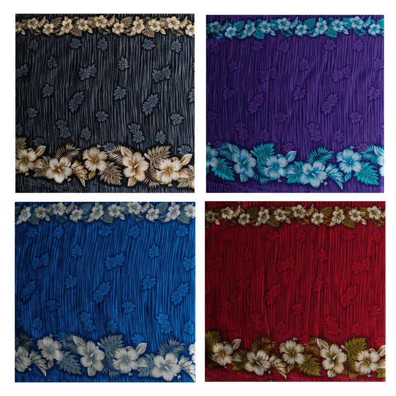 Hibiscus Palm Split leaf Double Border design Cotton Light Barkcloth Fabric | Islands Fabric - Image 6