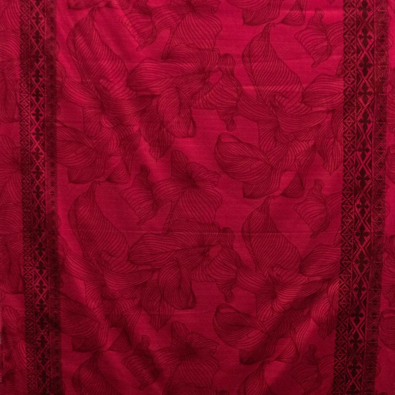 Lily with Tapa Double Border Cotton Light Barkcloth Fabric | Islands Fabric - Image 4