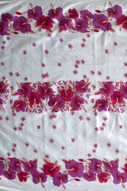 Hibiscus Triple Border Polyester Fabric | Islands Fabric - Image 4