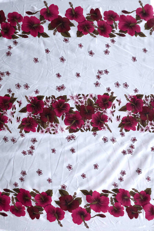 Hibiscus Triple Border Polyester Fabric | Islands Fabric - Image 5