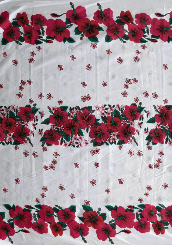 Hibiscus Triple Border Polyester Fabric | Islands Fabric - Image 7