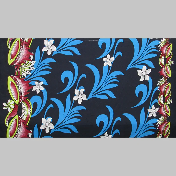 Kava Bowl Tiare Palm Leaves Double Border Polyester Fabric | Islands Fabric - Image 3