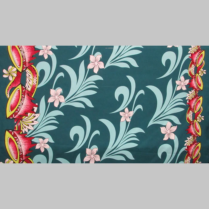 Kava Bowl Tiare Palm Leaves Double Border Polyester Fabric | Islands Fabric - Image 4