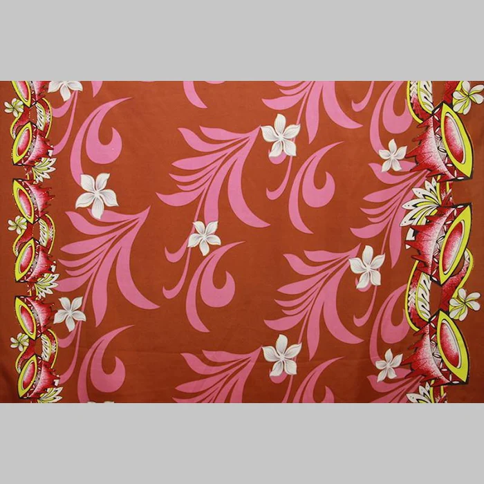 Kava Bowl Tiare Palm Leaves Double Border Polyester Fabric | Islands Fabric - Image 6