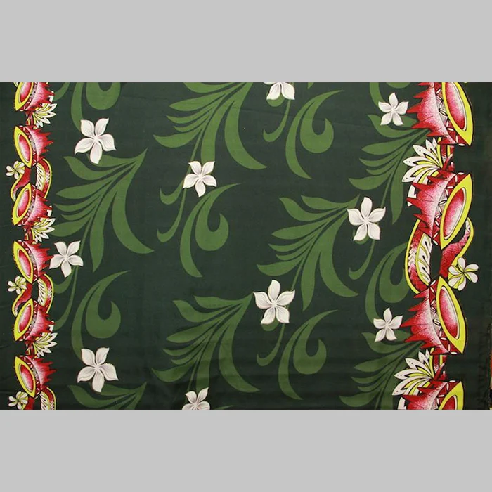 Kava Bowl Tiare Palm Leaves Double Border Polyester Fabric | Islands Fabric - Image 7