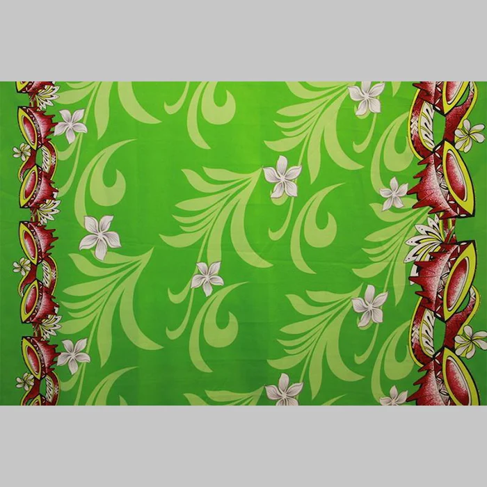Kava Bowl Tiare Palm Leaves Double Border Polyester Fabric | Islands Fabric - Image 8