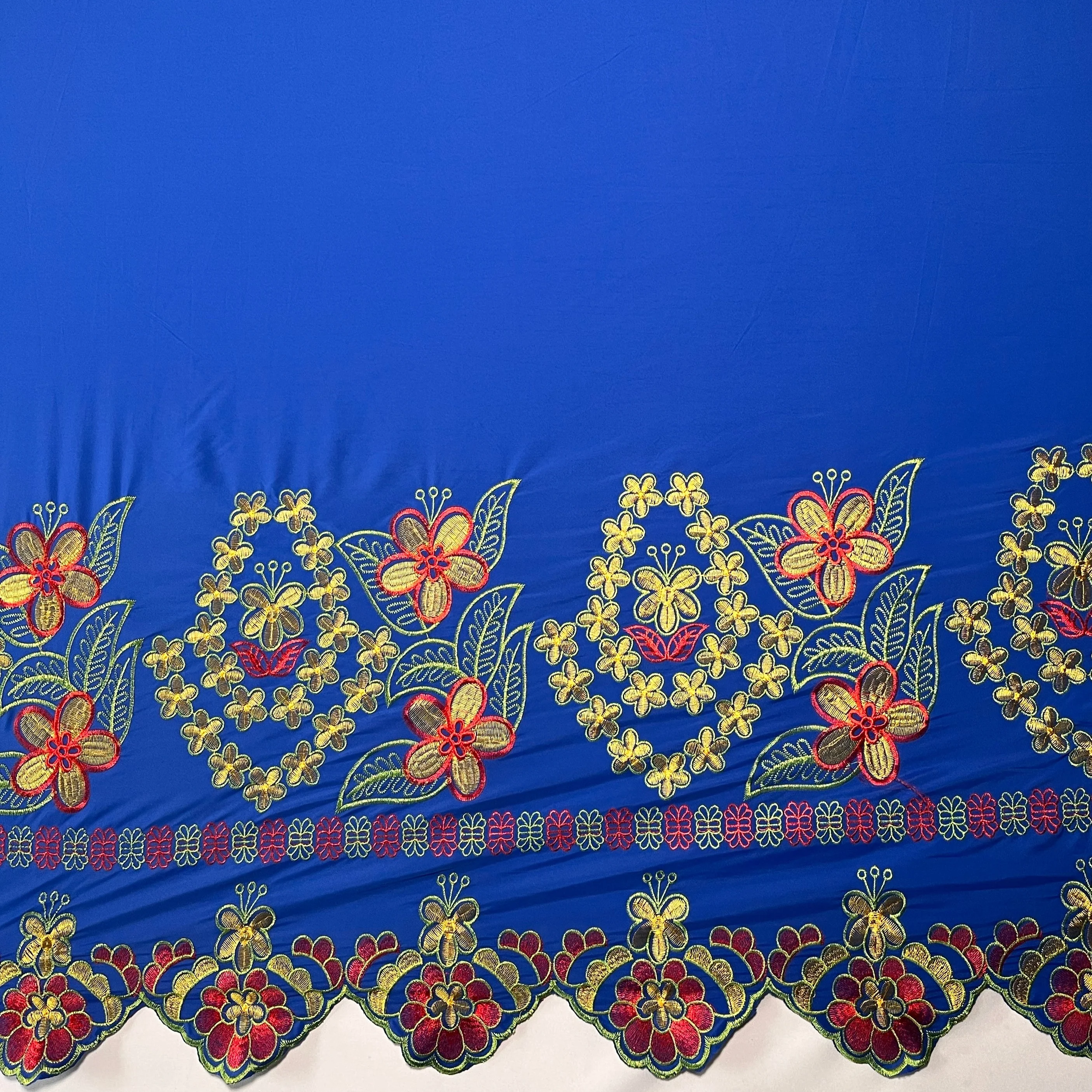 Floral Embroidered Border Polyester Fabric| Islands Fabric - Image 4