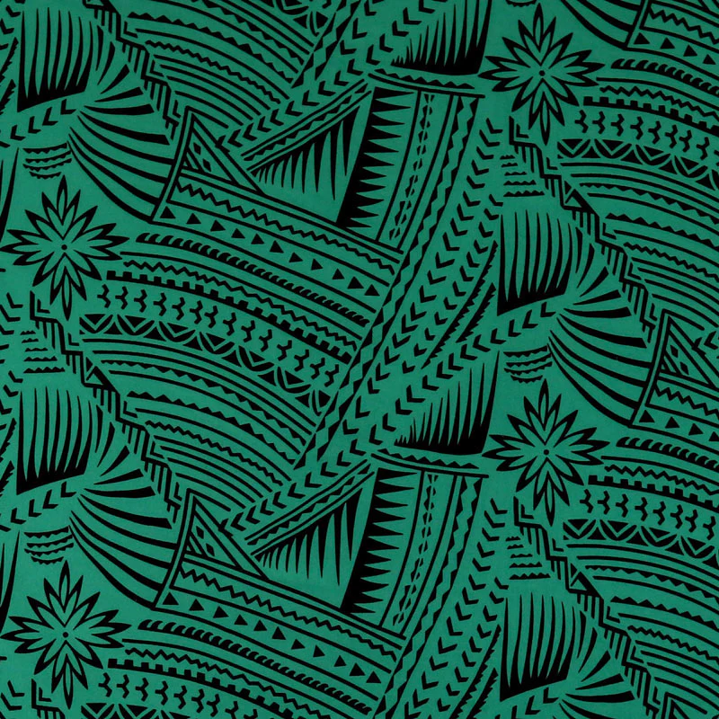 Traditional Polynesian Tattoo w/ Flower Flocking Fabric| Islands Fabric - Image 11