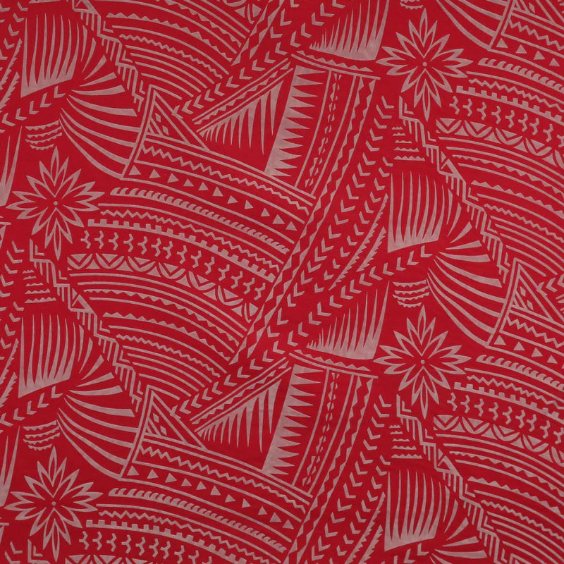 Traditional Polynesian Tattoo w/ Flower Flocking Fabric| Islands Fabric - Image 4