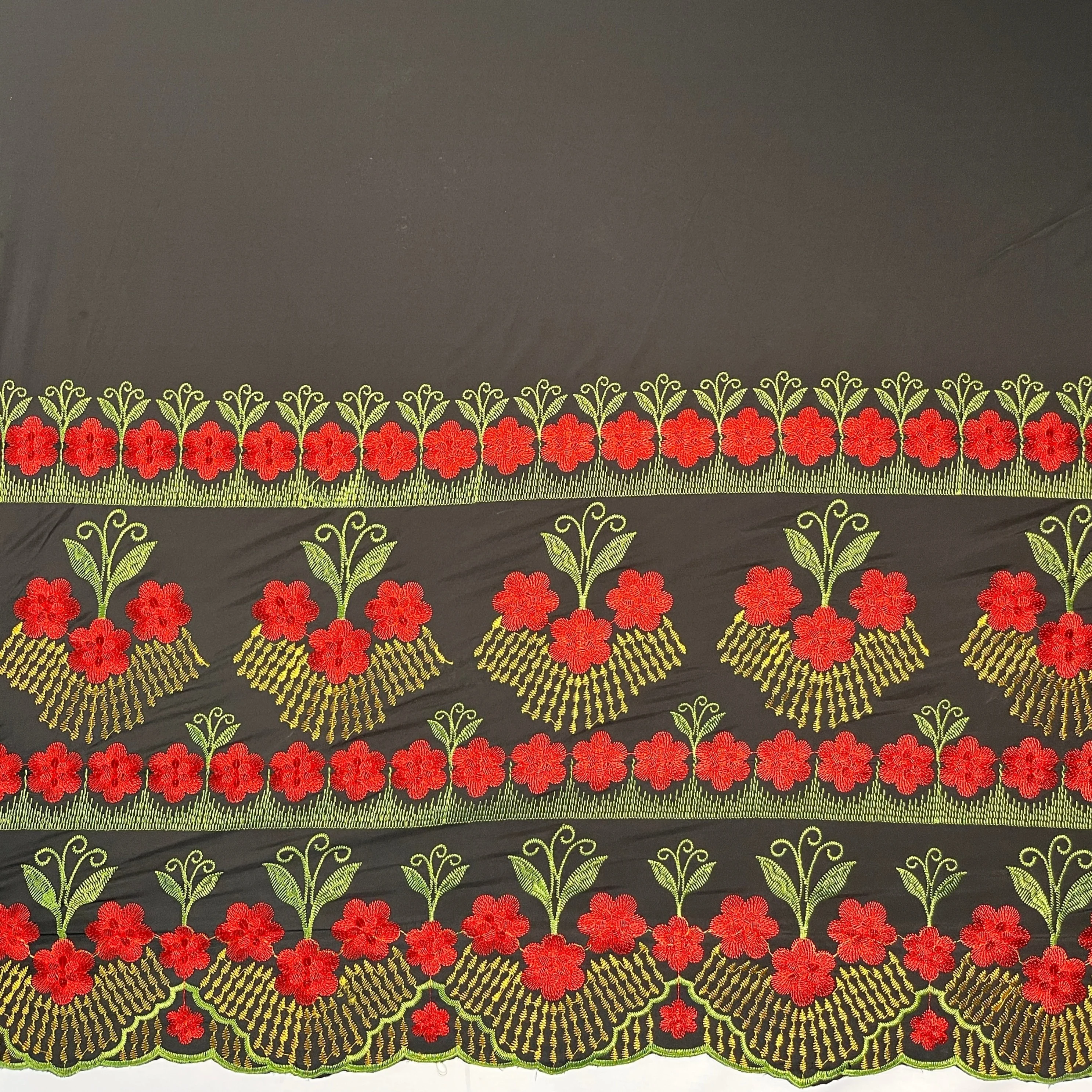 Hibiscus Double Border Embroidered Polyester Fabric| Islands Fabric - Image 5