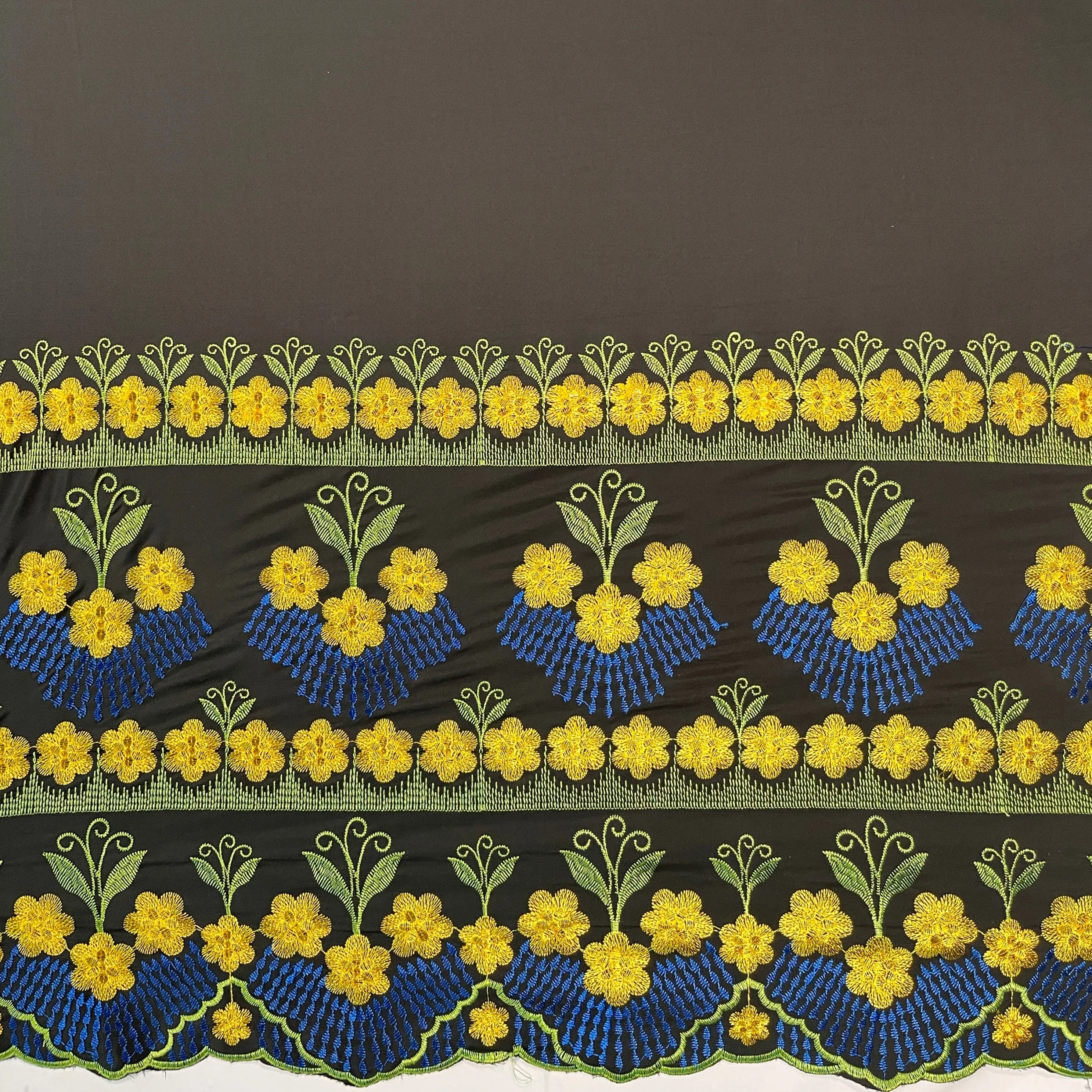 Hibiscus Double Border Embroidered Polyester Fabric| Islands Fabric - Image 6