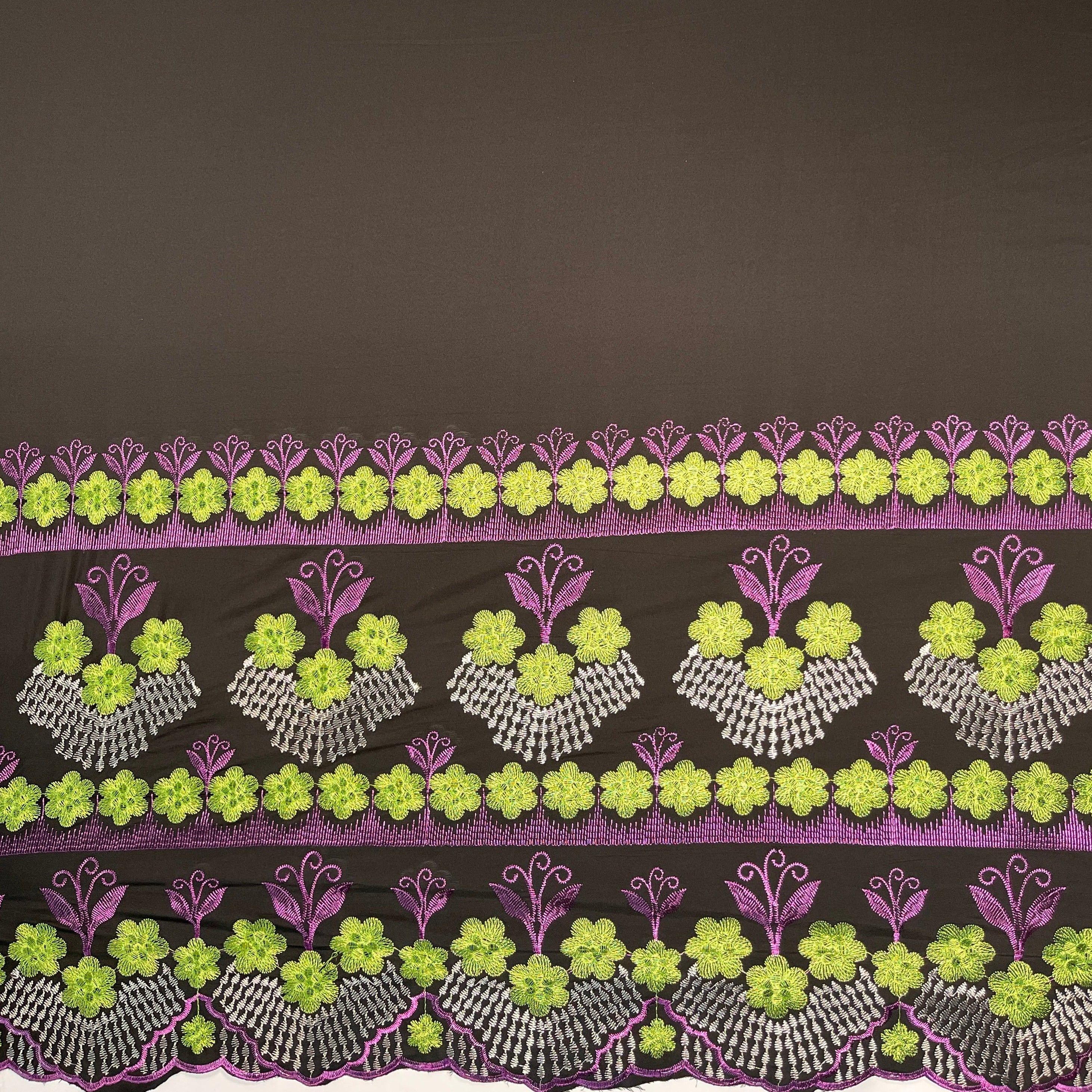 Hibiscus Double Border Embroidered Polyester Fabric| Islands Fabric - Image 7