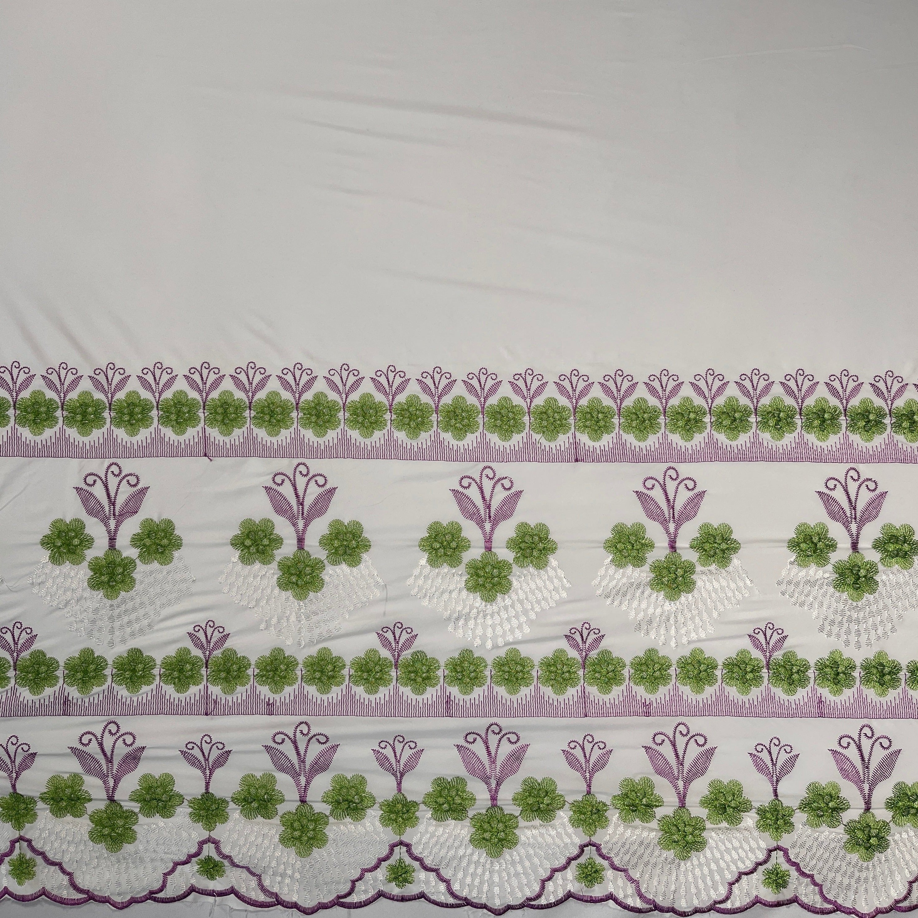 Hibiscus Double Border Embroidered Polyester Fabric| Islands Fabric - Image 8