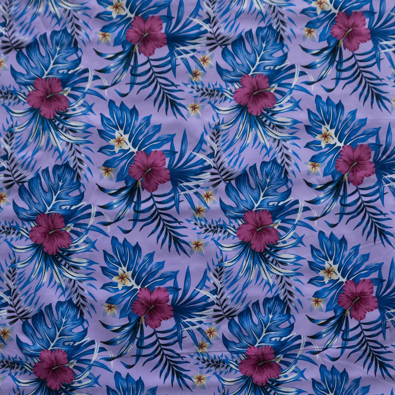 Hibiscus Monstera Palm leaves Polyester Fabric | Islands Fabric - Image 4