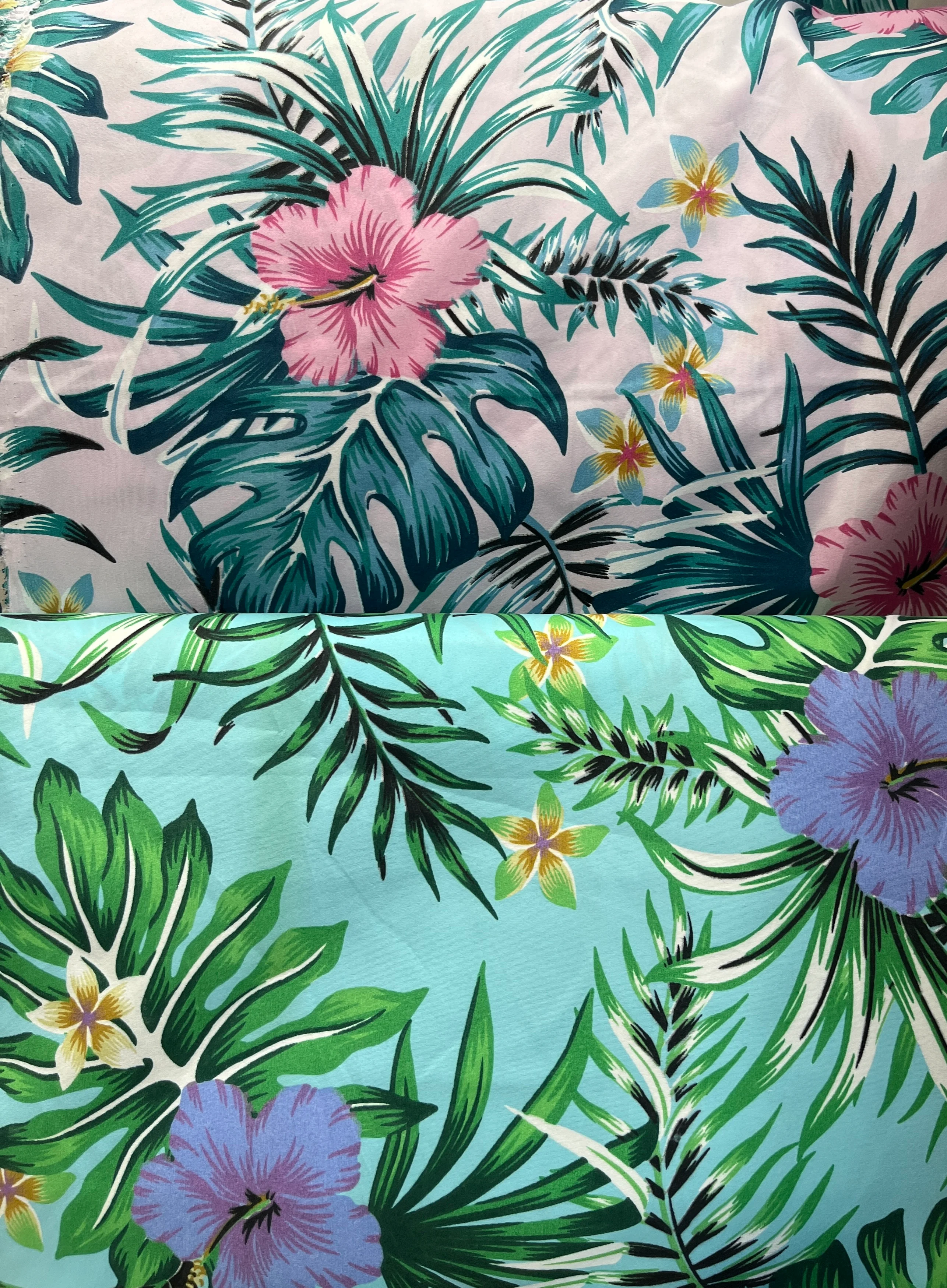 Hibiscus Monstera Palm leaves Polyester Fabric | Islands Fabric - Image 6