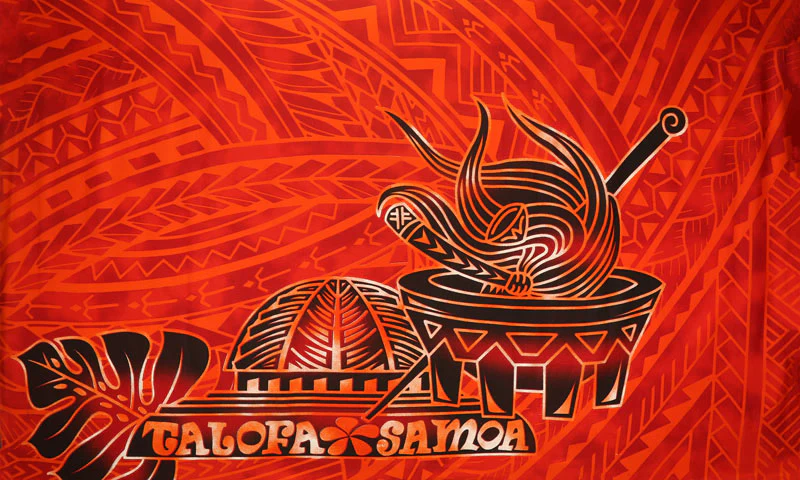 Talofa Samoa Kava Bowl Polyester Sarong | Islands Fabric - Image 3