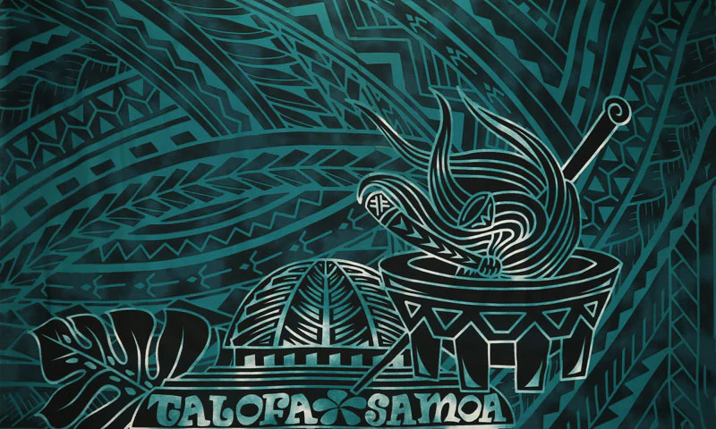 Talofa Samoa Kava Bowl Polyester Sarong | Islands Fabric - Image 5