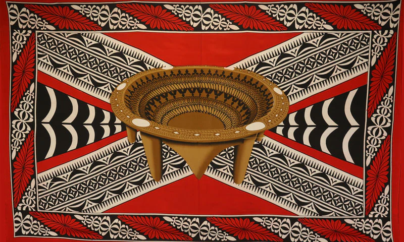 Kingdom of Tonga Kava Bowl All Around Border Crossing Pattern Sarong | Islands Fabric - Image 3