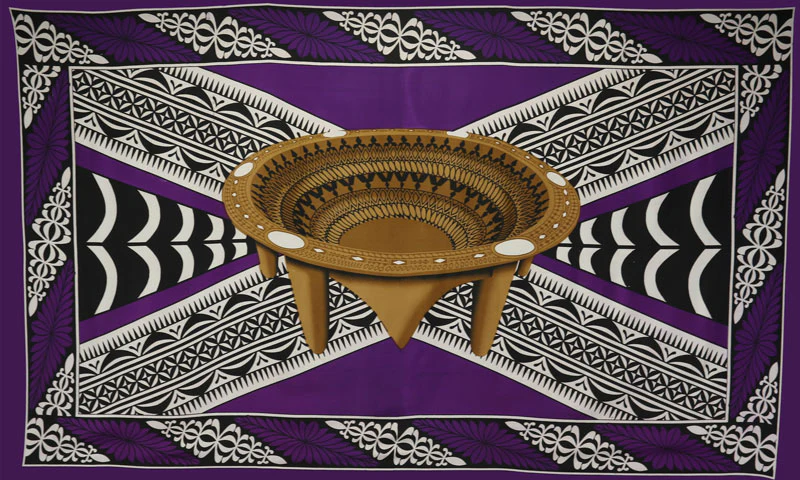 Kingdom of Tonga Kava Bowl All Around Border Crossing Pattern Sarong | Islands Fabric - Image 4