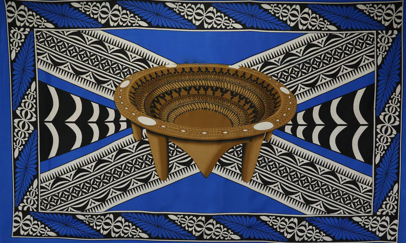 Kingdom of Tonga Kava Bowl All Around Border Crossing Pattern Sarong | Islands Fabric - Image 5