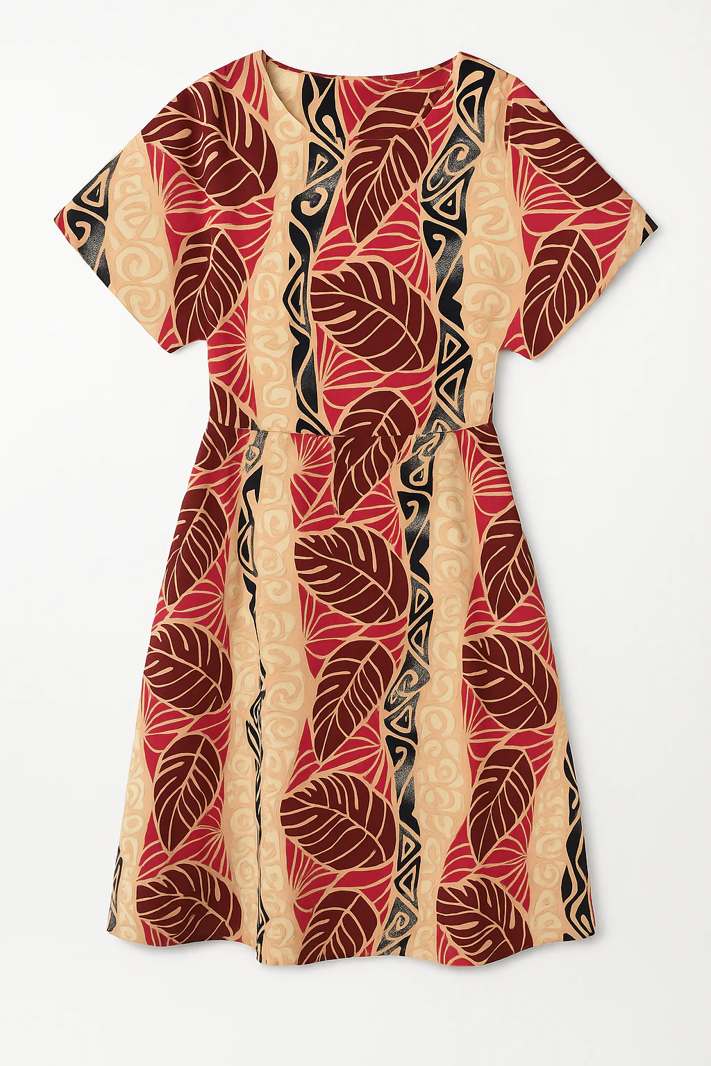 Monstera Tribal Print Polyester Glitter Fabric | Islands Fabric - Image 5