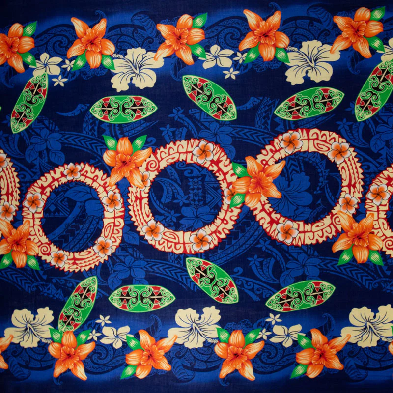 Rings of Polynesia Rayon Fabric | Islands Fabric - Image 4