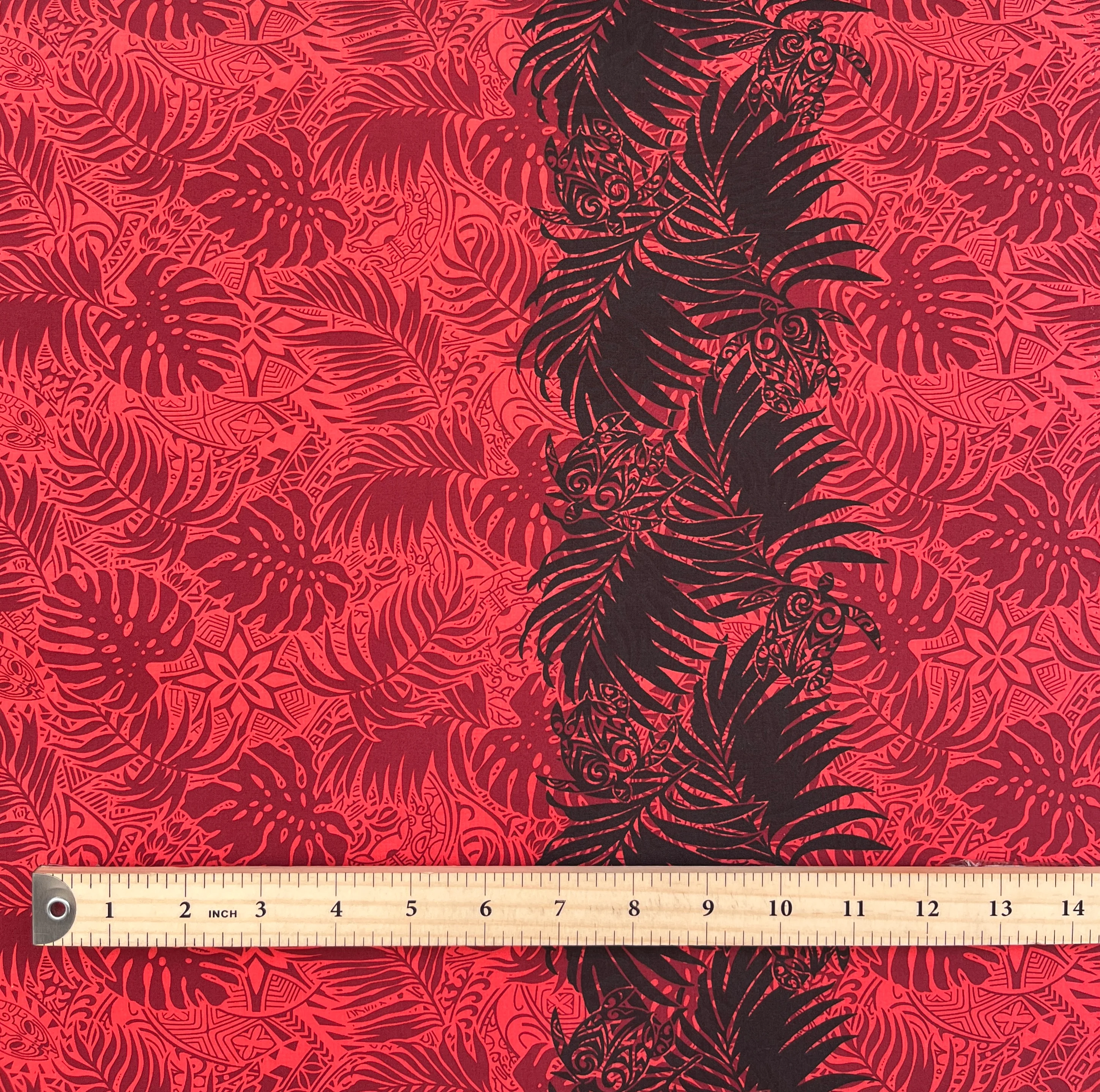 All Over Monstera Leaves Firm Fen Single Border Poly-Cotton | Islands Fabric - Image 3