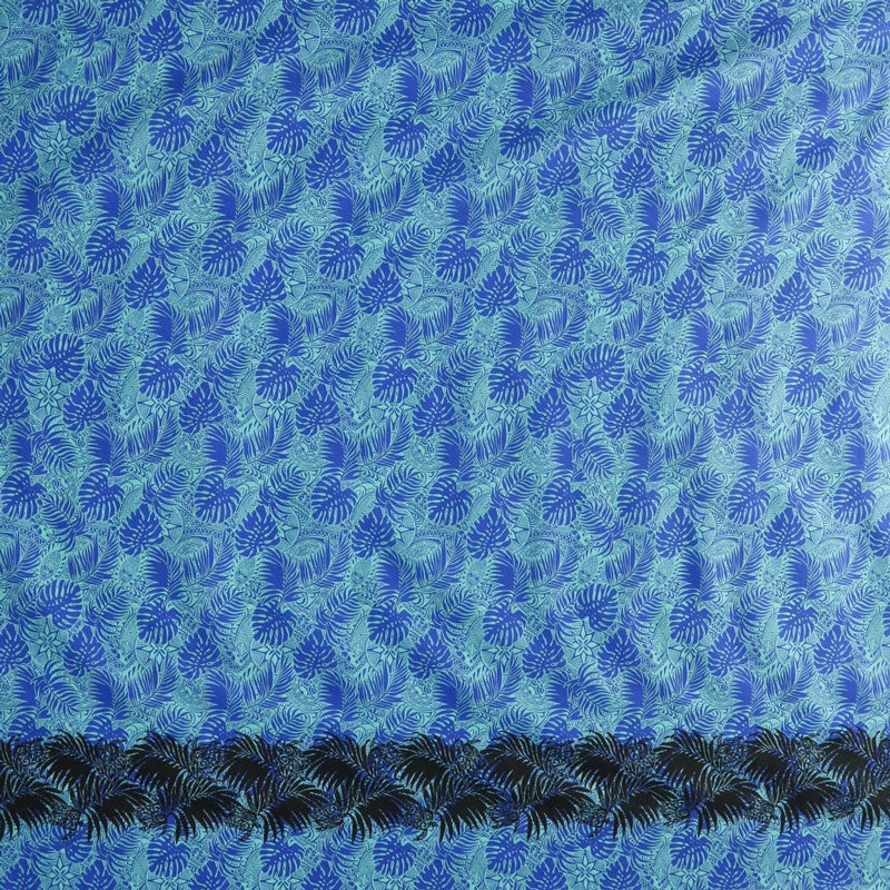 All Over Monstera Leaves Firm Fen Single Border Poly-Cotton | Islands Fabric - Image 4