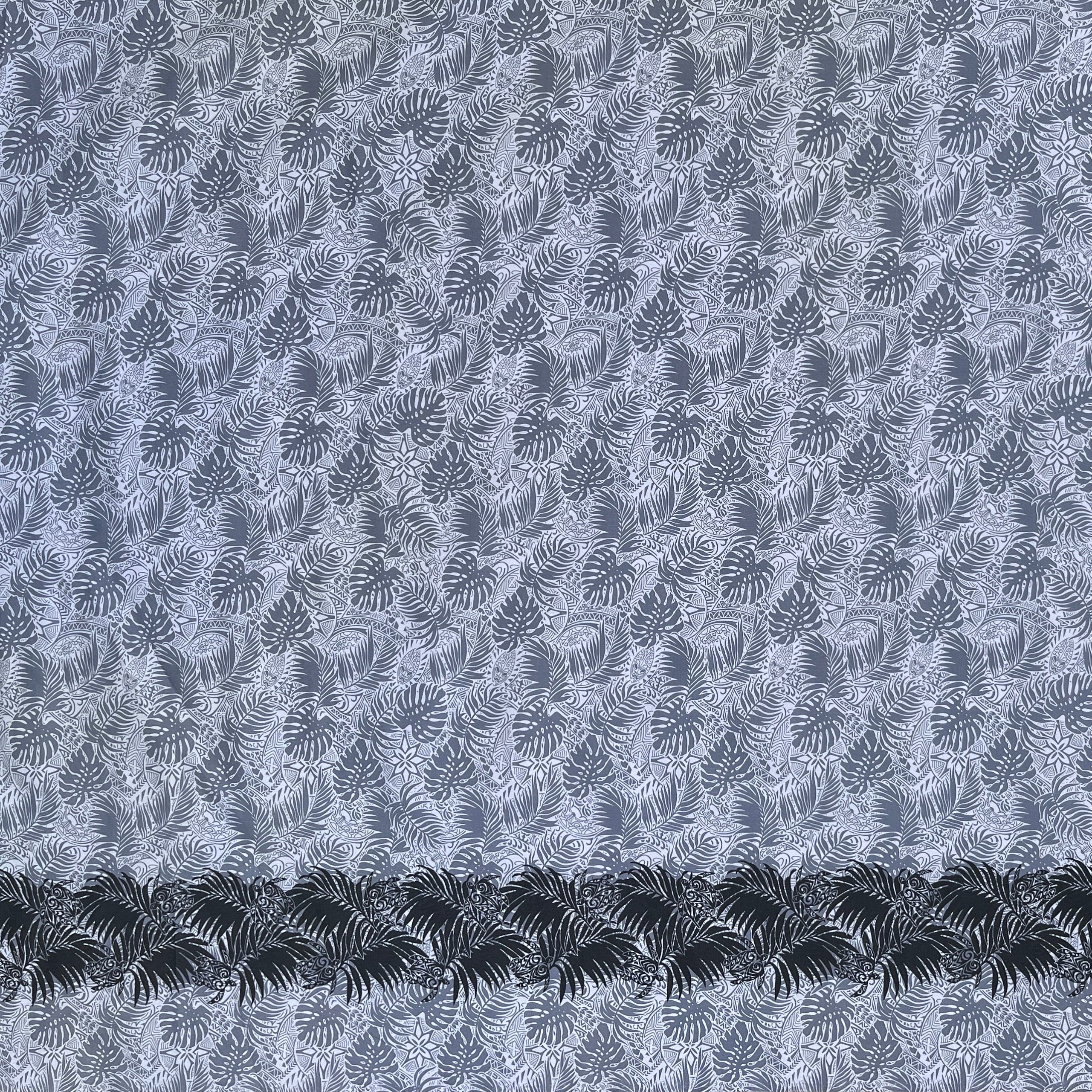 All Over Monstera Leaves Firm Fen Single Border Poly-Cotton | Islands Fabric - Image 7