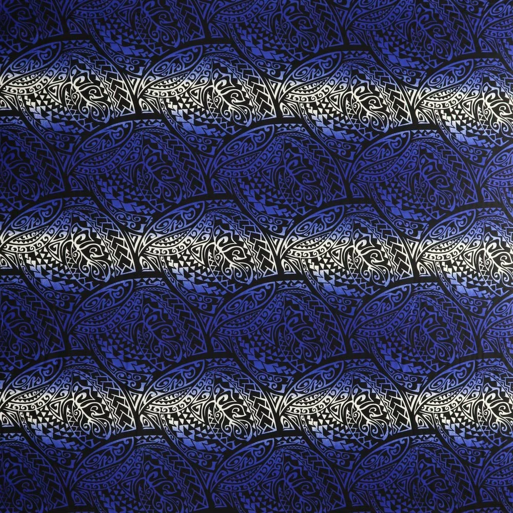 Traditional Polynesian Tattoo Gradient Design Cotton-Poplin Fabric | Islands Fabric - Image 4