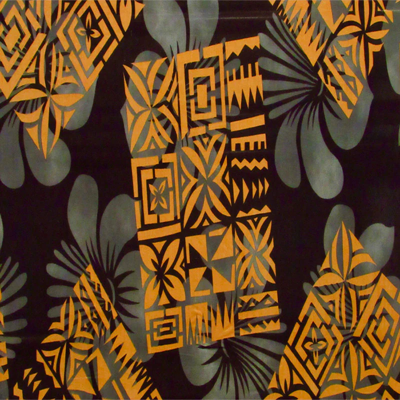 Hibiscus Geometric Floral Design Rayon Fabric | Islands Fabric - Image 7